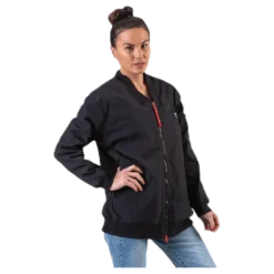 Adriana Lima Long Bomber Jacket Black