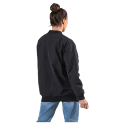 Adriana Lima Long Bomber Jacket Black