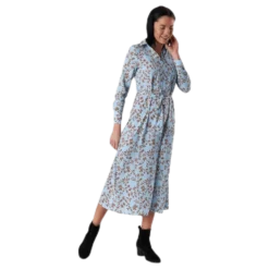 Alma Poly L/S Shirt Dress Aop Blue