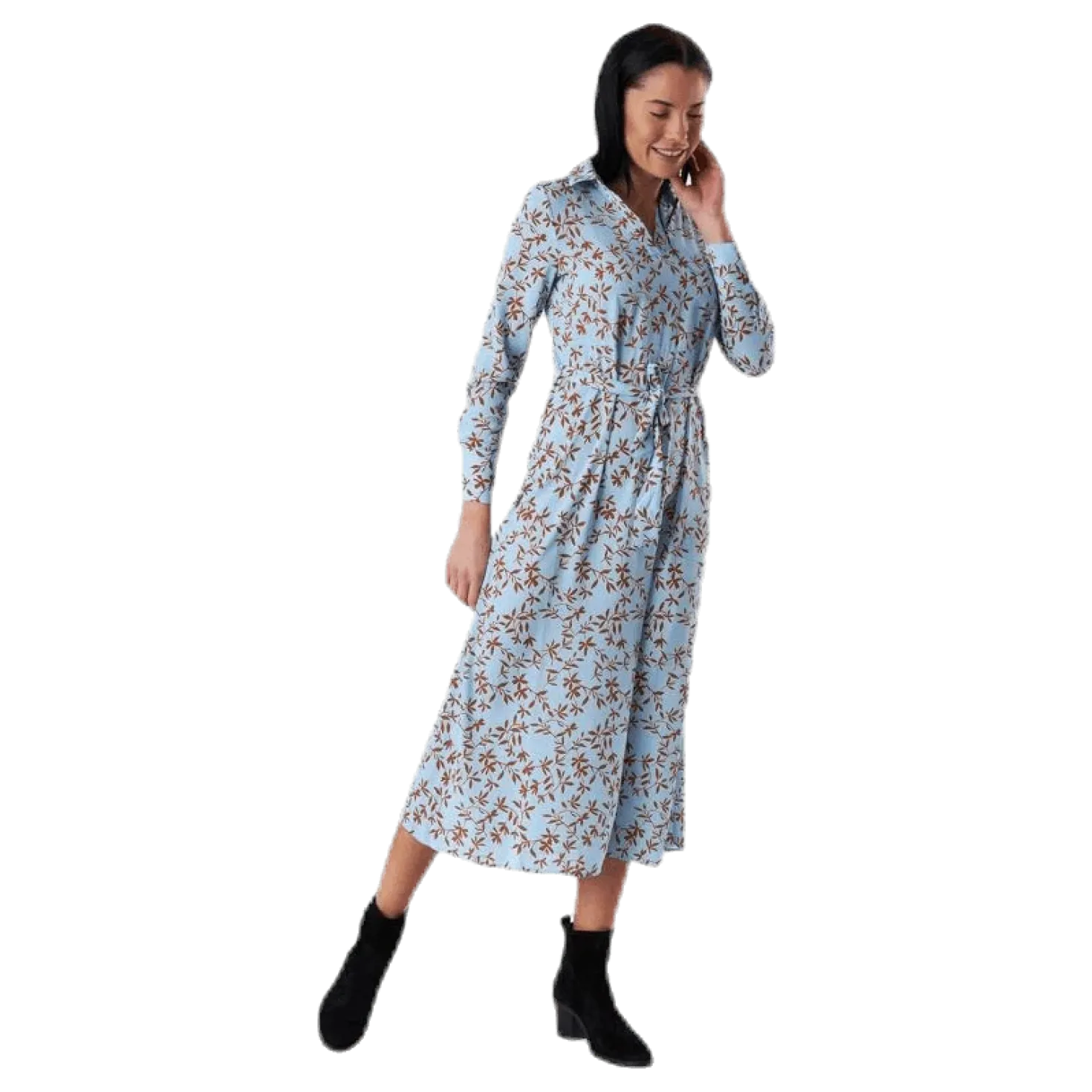 Alma Poly L/S Shirt Dress Aop Blue