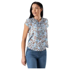 Alma Poly S/S Top Aop Blue
