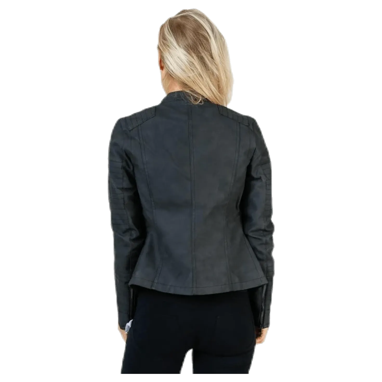Ava Faux Leather Biker Otw Black