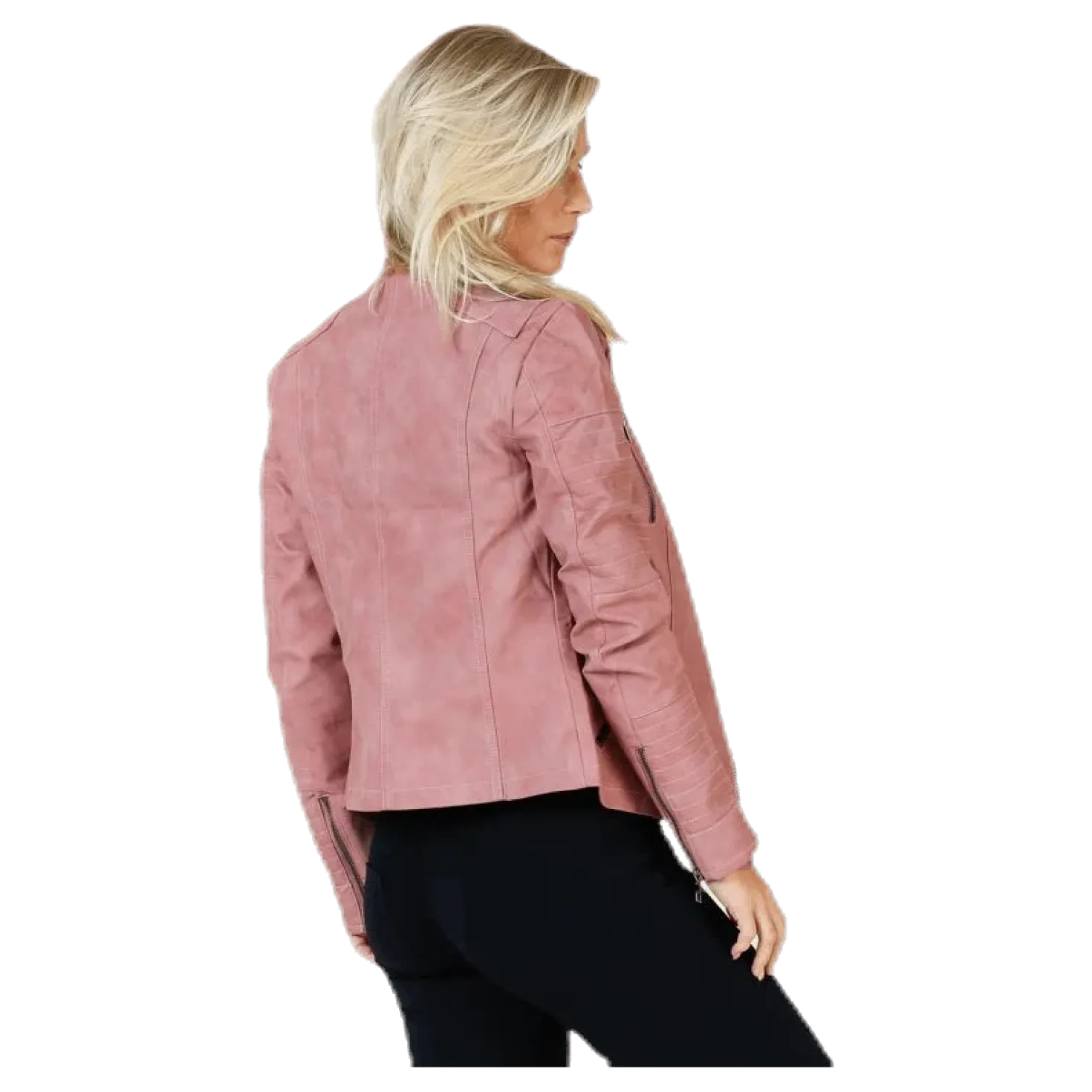 Ava Faux Leather Biker Otw Pink