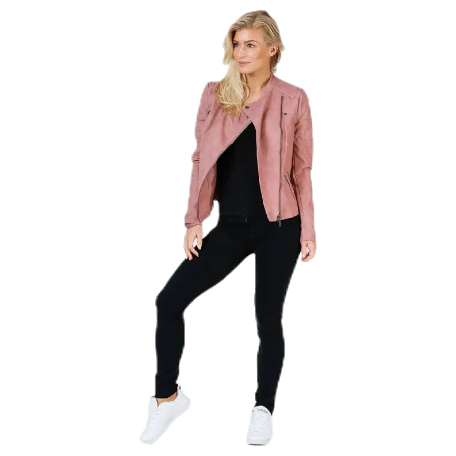 Ava Faux Leather Biker Otw Pink