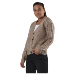 Bibi Ls Knit Cardigan Beige