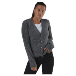 Bibi Ls Knit Cardigan Grey
