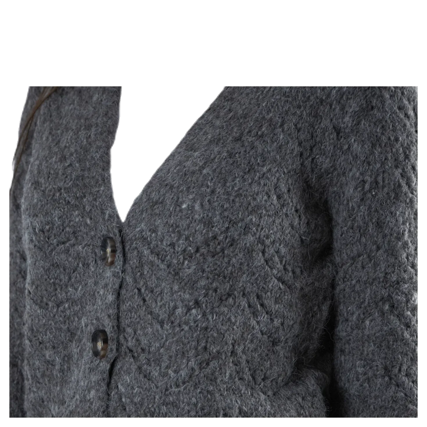 Bibi Ls Knit Cardigan Grey