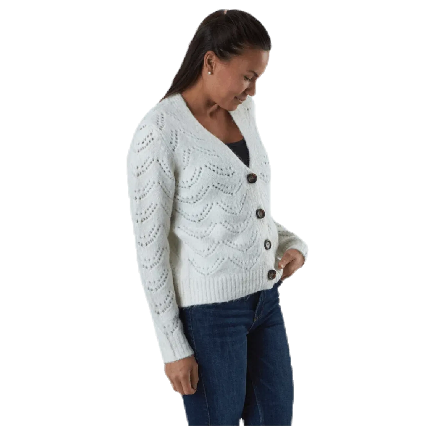 Bibi Ls Knit Cardigan White