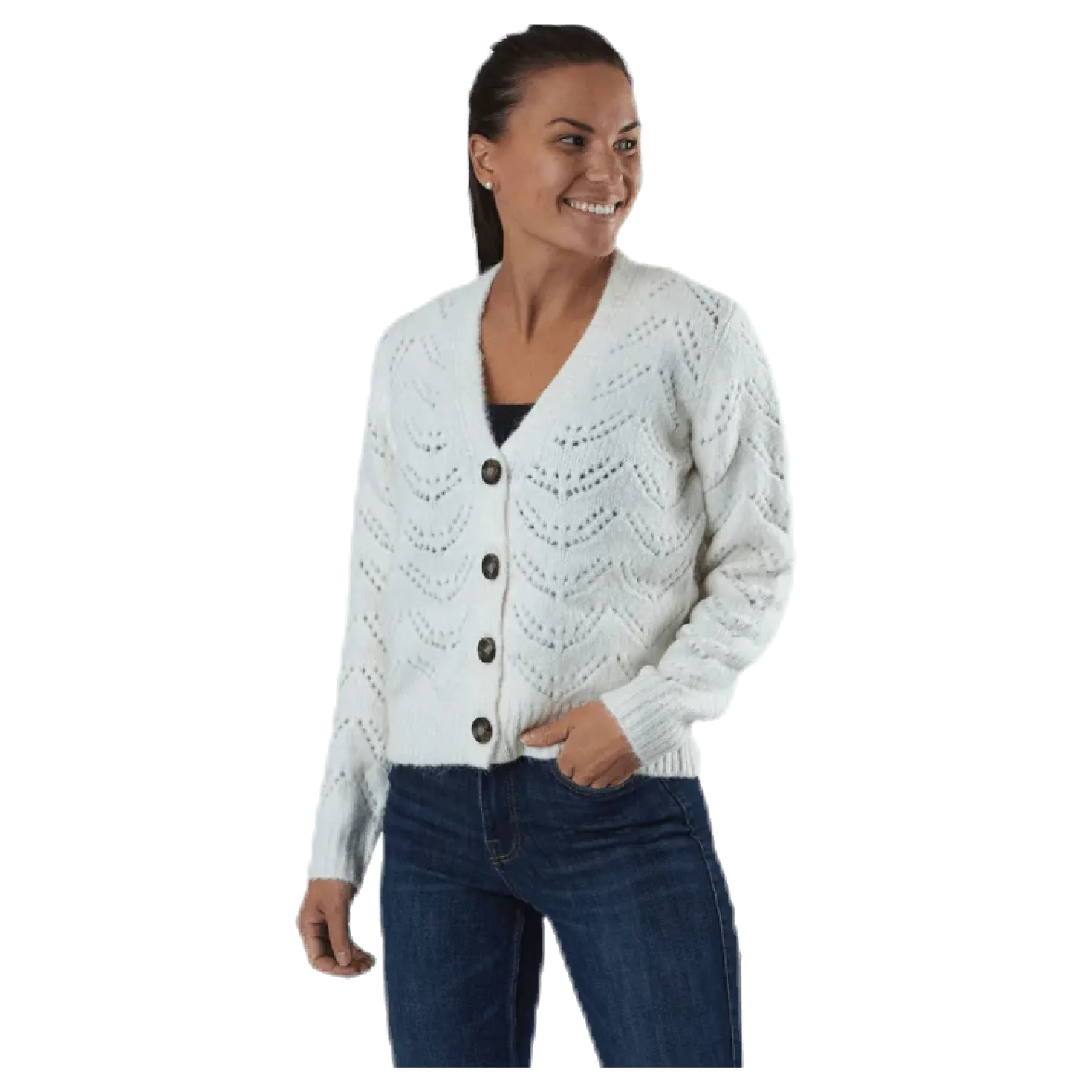 Bibi Ls Knit Cardigan White
