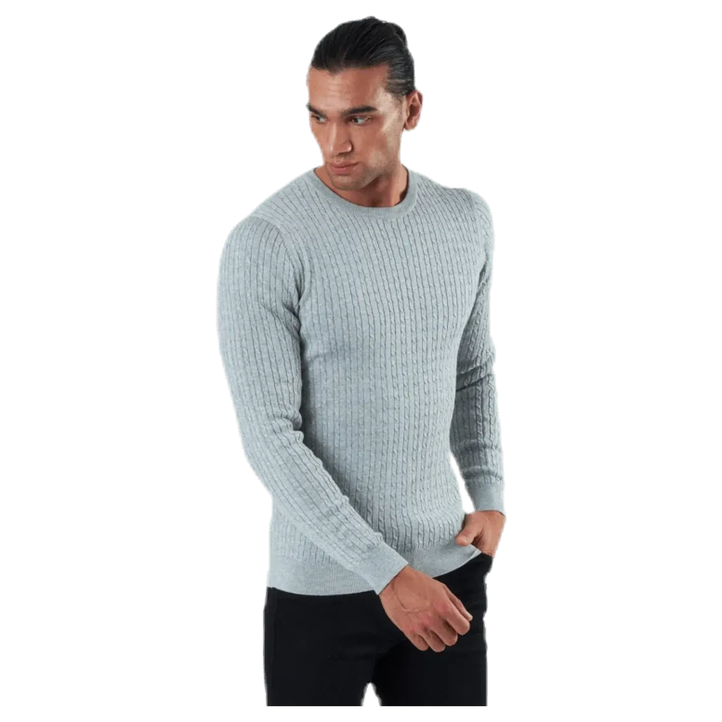Blacamp Cable Knit Crew Neck Grey