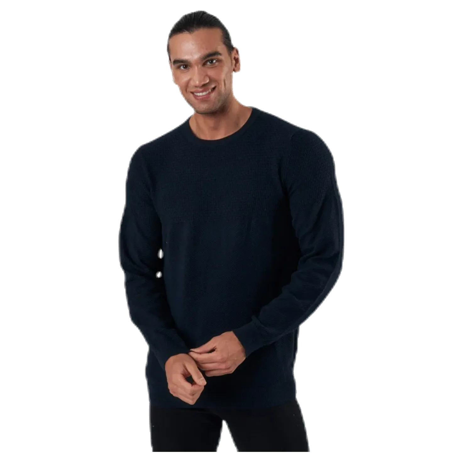 Blacamp Knit Structure Crew Neck Blue