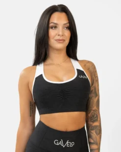 Black & White Swirl Sports Bra Black/white