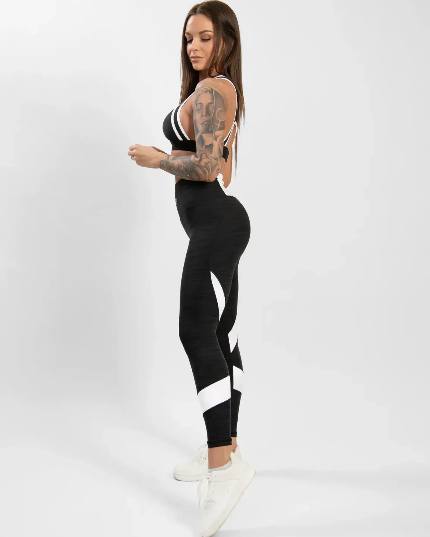 Black & White Swirl Tights Black
