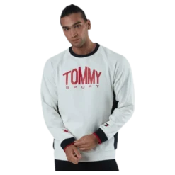Blocked Fleece Logo Crew White