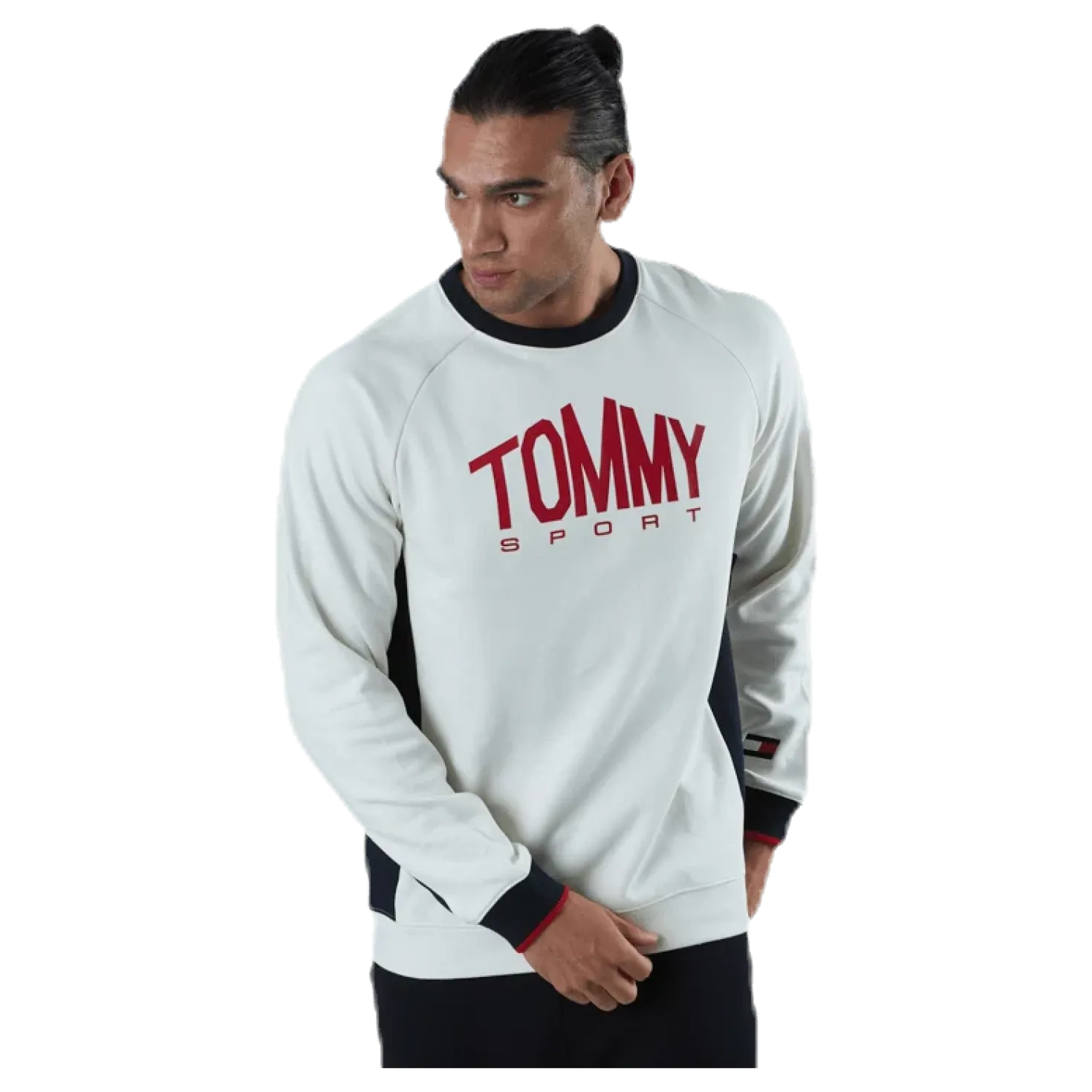 Blocked Fleece Logo Crew White