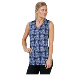 Blossom Sleeveless Polo Blue/Patterned