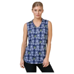 Blossom Sleeveless Polo Blue/Patterned