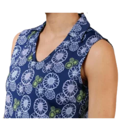 Blossom Sleeveless Polo Blue/Patterned