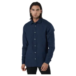 Bluplain Linen Shirt L/s Blå