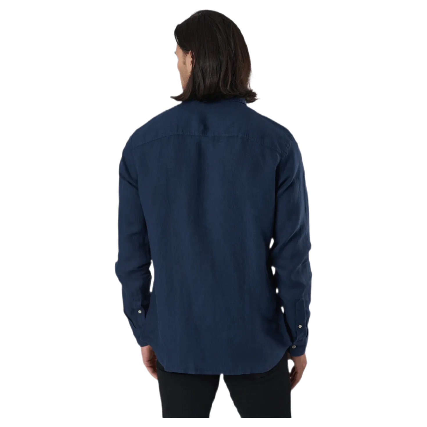 Bluplain Linen Shirt L/s Blå