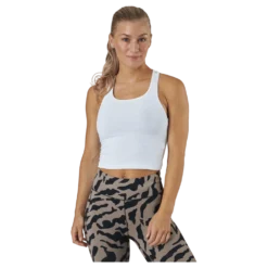 Bold Rib Crop Tank White