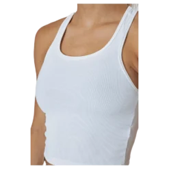Bold Rib Crop Tank White