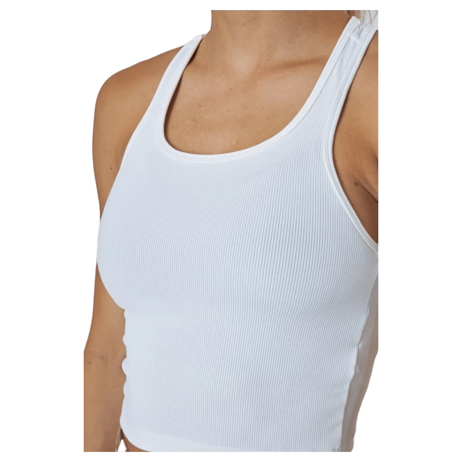 Bold Rib Crop Tank White