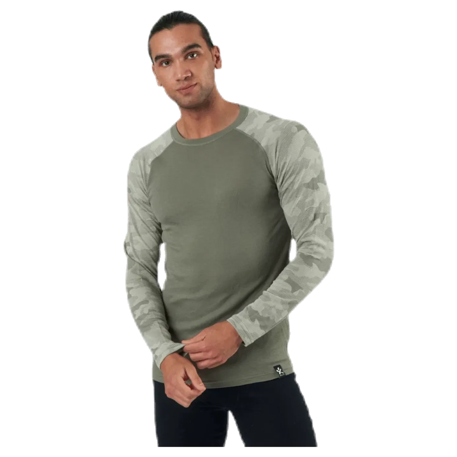 Camo Merino Wool Crew Beige