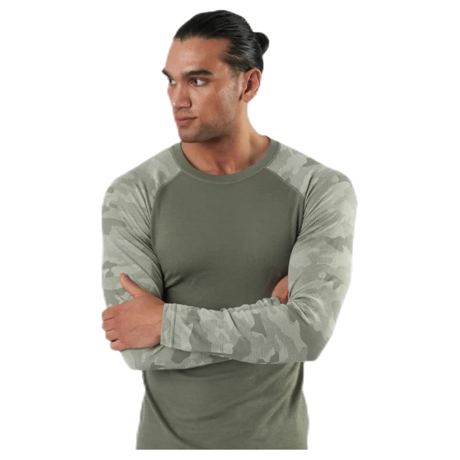 Camo Merino Wool Crew Beige