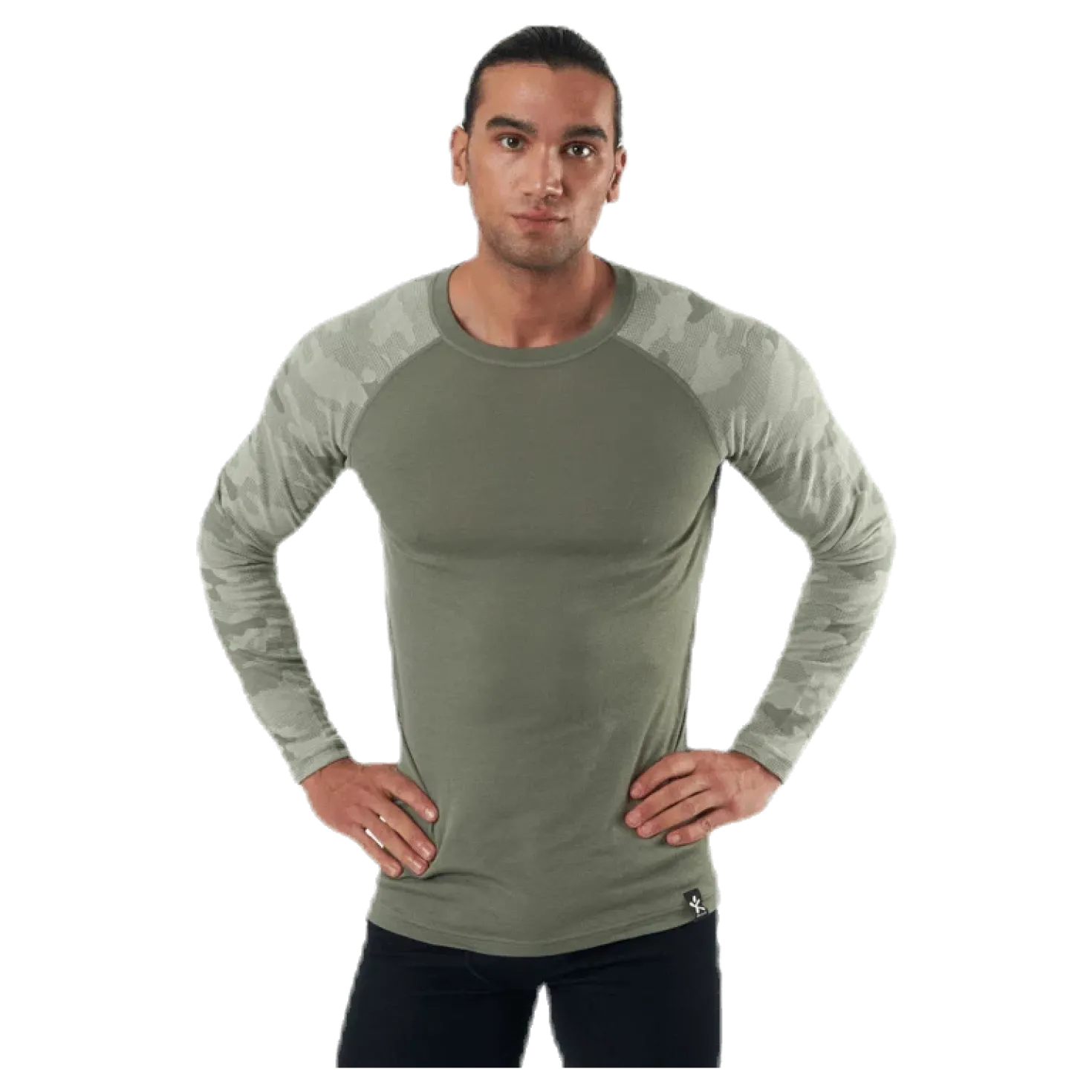 Camo Merino Wool Crew Beige