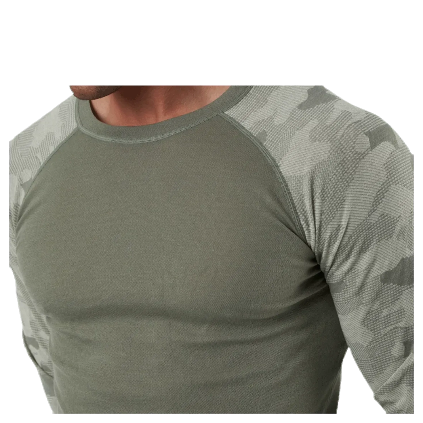 Camo Merino Wool Crew Beige