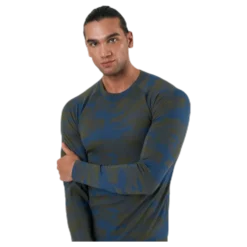 Camo Merino Wool Crew Blue/Green