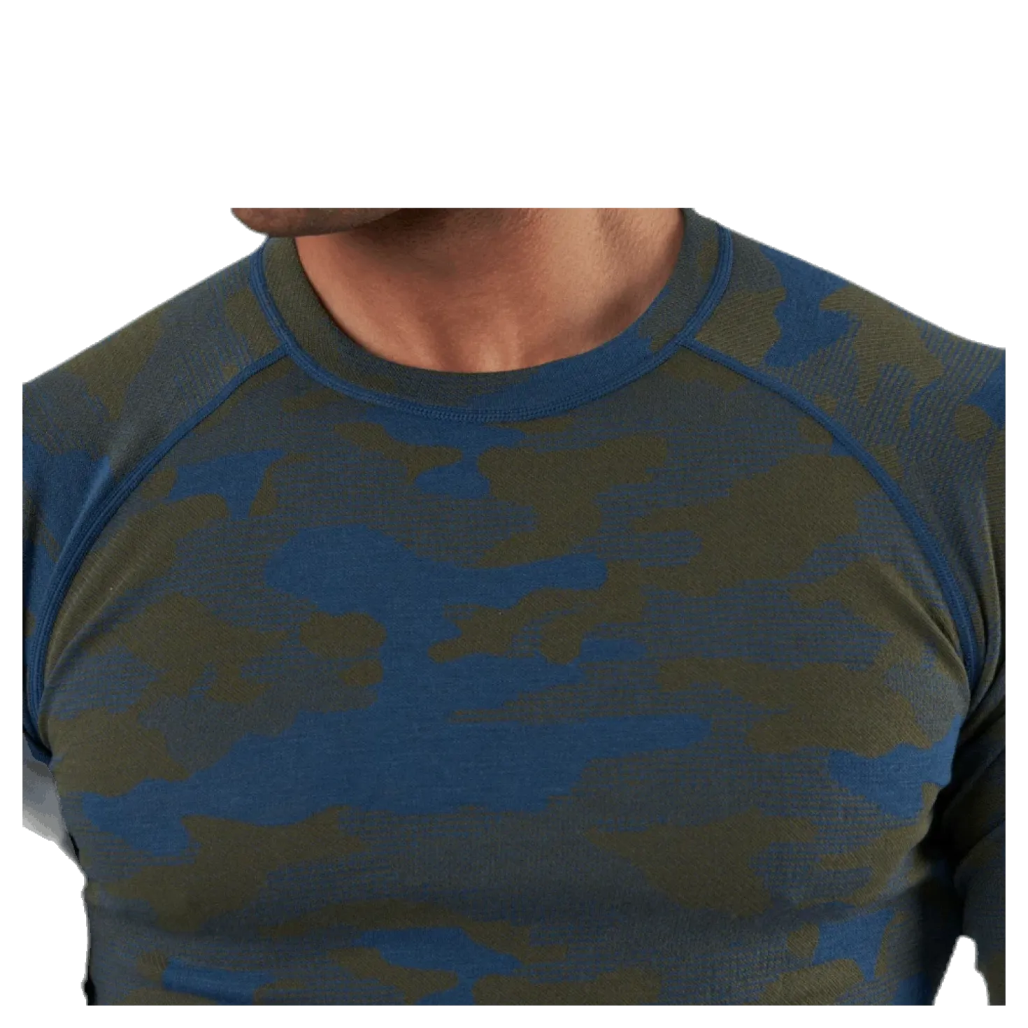 Camo Merino Wool Crew Blue/Green