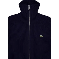 Carded Wool High Neck Zipped S Navy Blue