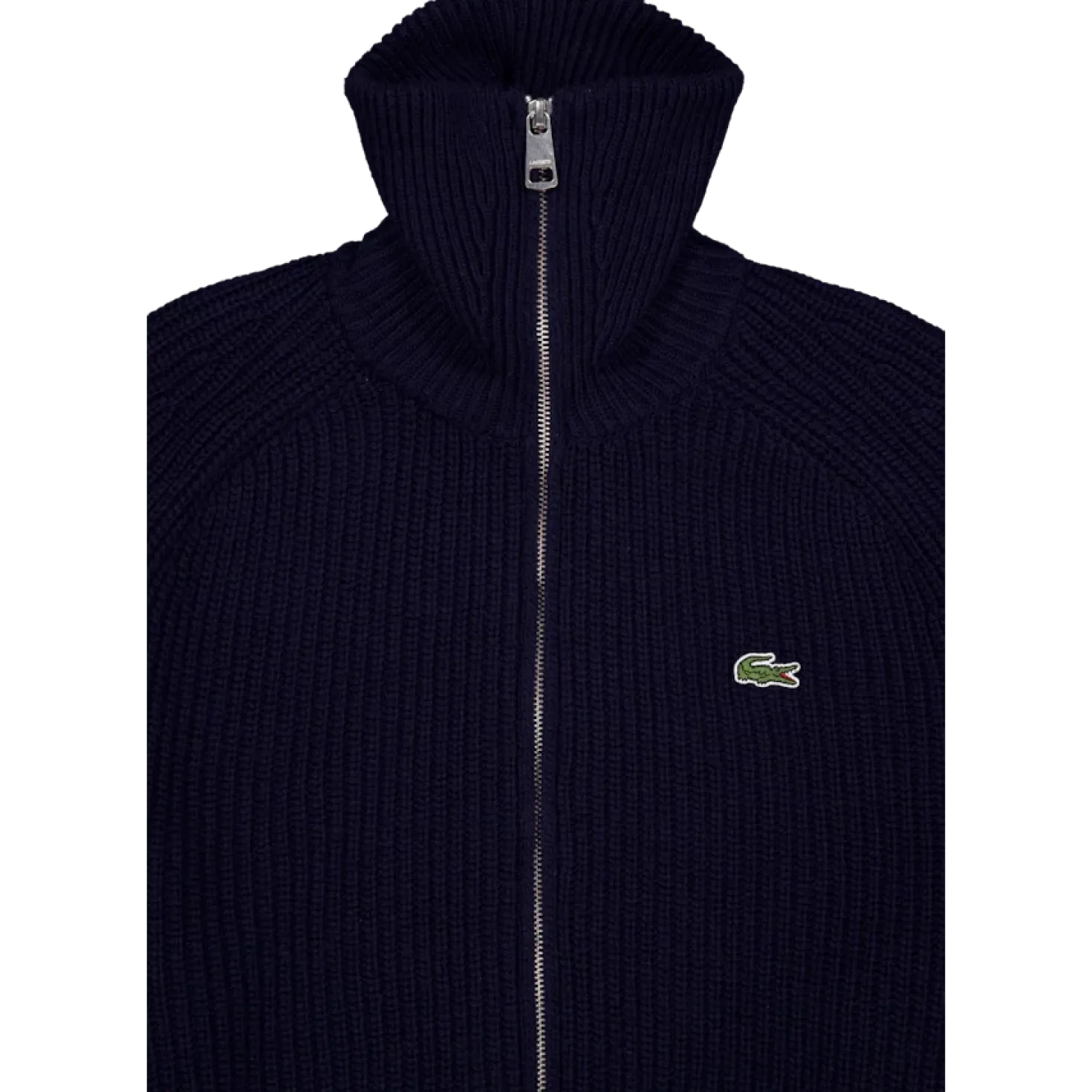 Carded Wool High Neck Zipped S Navy Blue