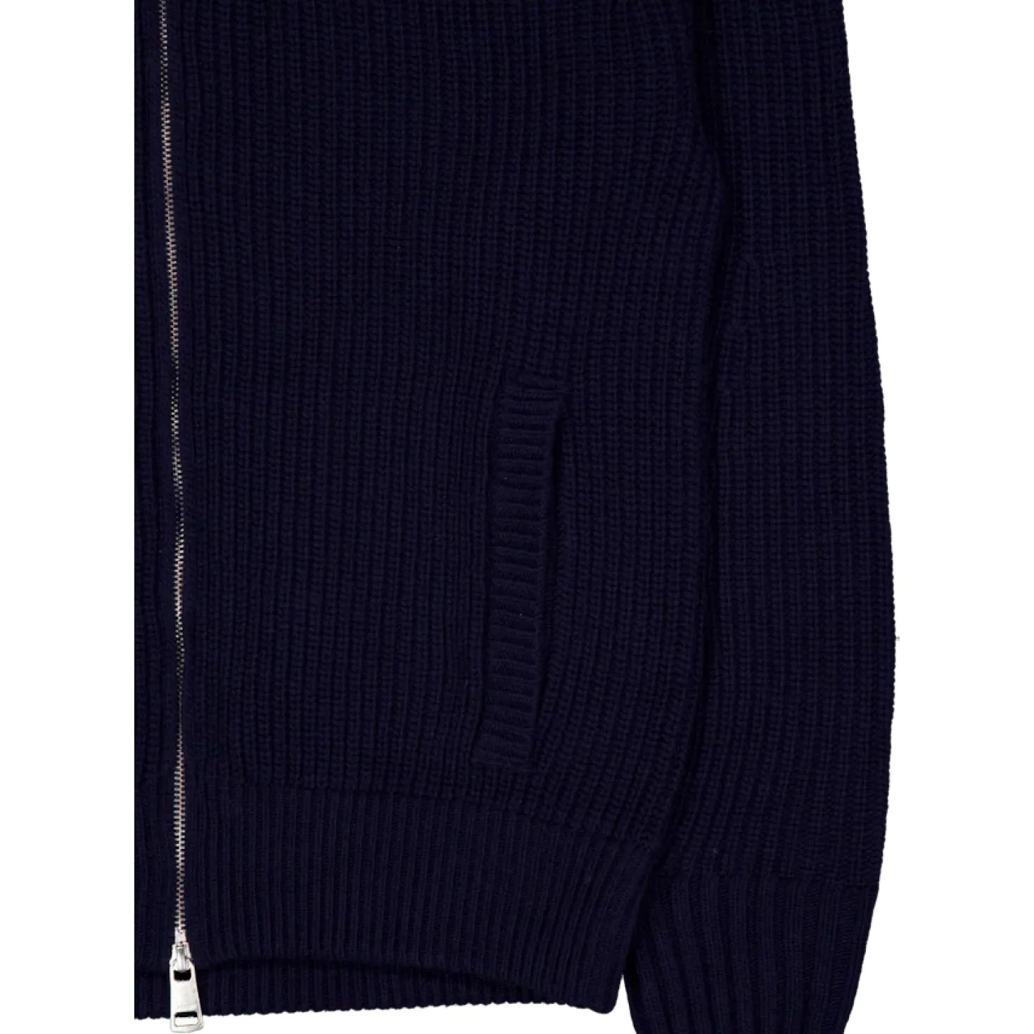 Carded Wool High Neck Zipped S Navy Blue