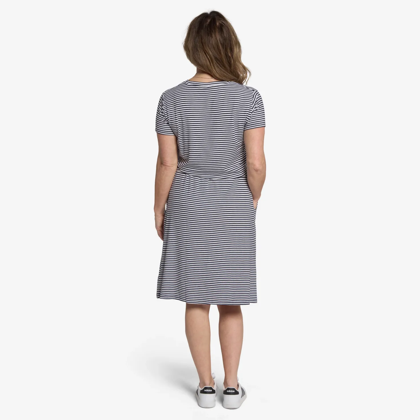 Carmen Dress Navy Stripes