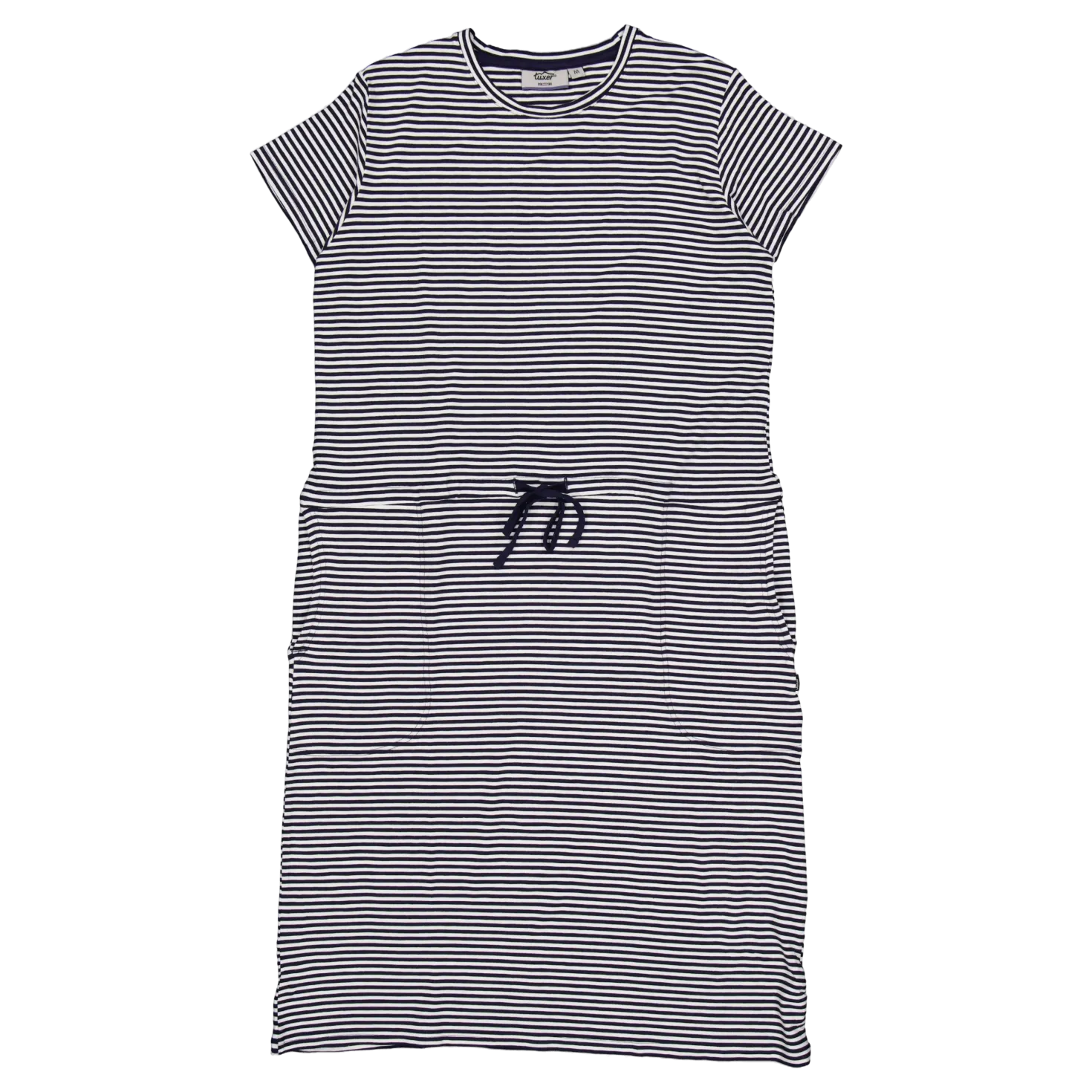 Carmen Dress Navy Stripes
