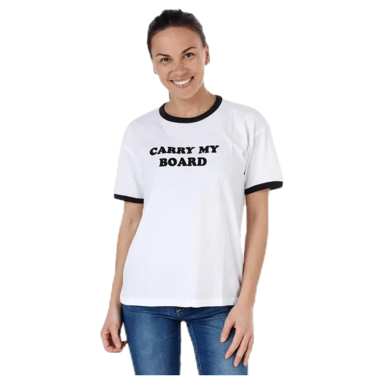 Carry My Board Ringer Tee White/Black