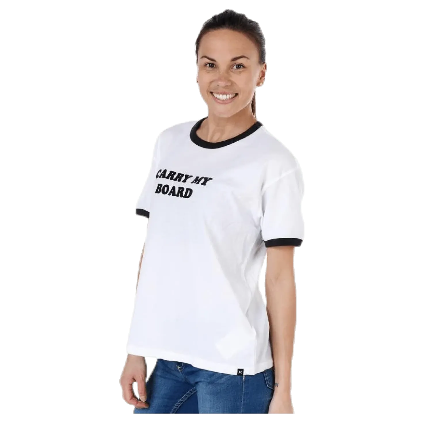 Carry My Board Ringer Tee White/Black