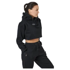 Chill Lounge Cropped Hoodie Black