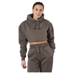 Chill Lounge Cropped Hoodie Taupe