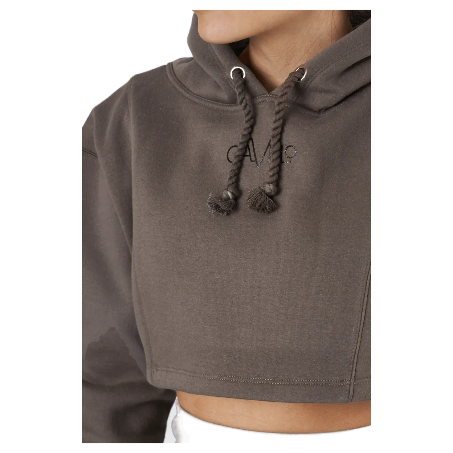 Chill Lounge Cropped Hoodie Taupe