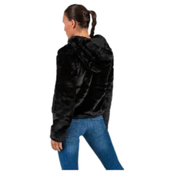 Chris Fur Hooded Jacket Otw Black