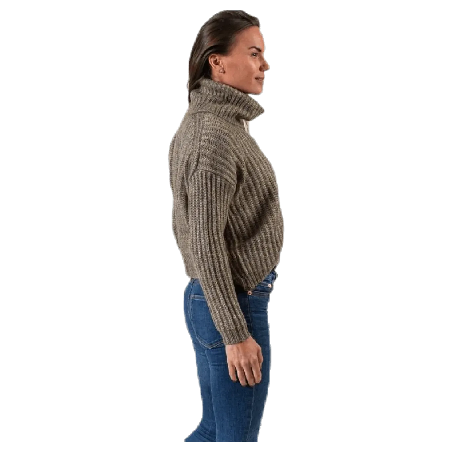 Chunky L/S Rollneck Pullover Beige