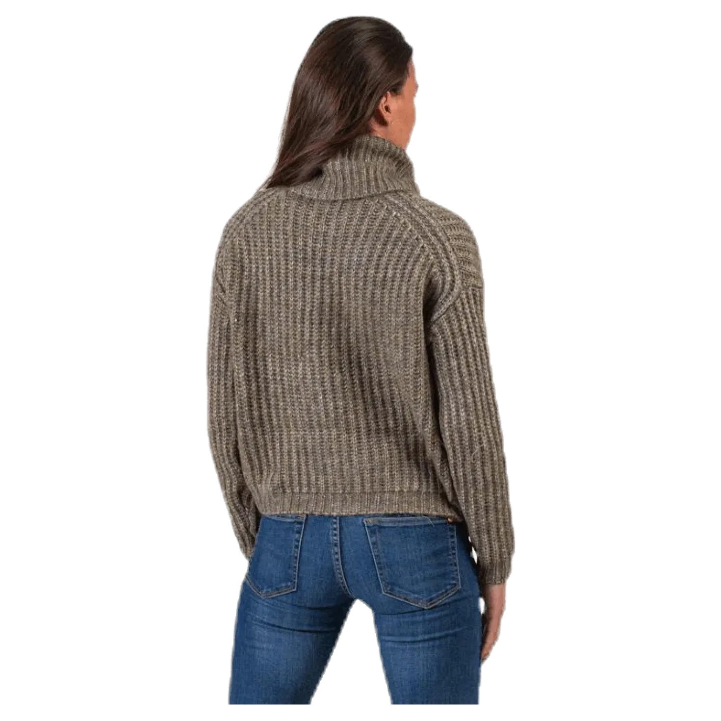 Chunky L/S Rollneck Pullover Beige