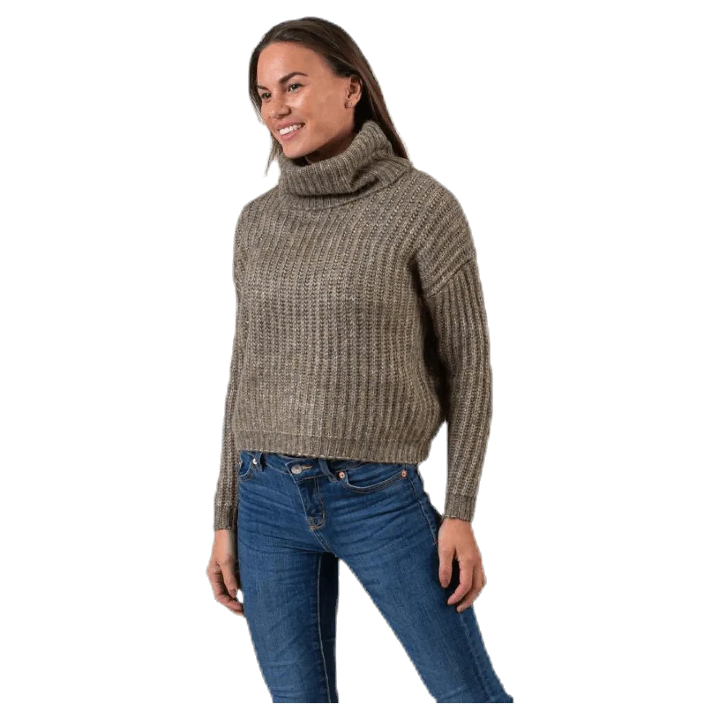 Chunky L/S Rollneck Pullover Beige