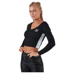 Classics Ribbed Longsleeve Cropped Top Black