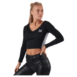 Classics Ribbed Longsleeve Cropped Top Black