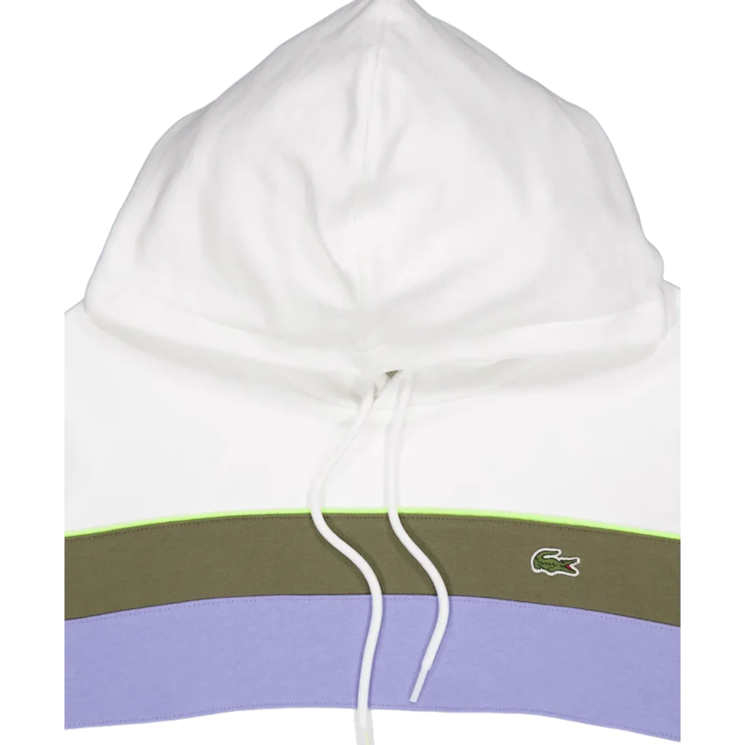 Colour-block Fleece Hoodie Flour/olive-delphinium